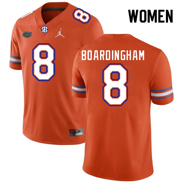 Women #8 Arlis Boardingham Florida Gators College Football Jerseys Stitched Sale-Orange - Click Image to Close